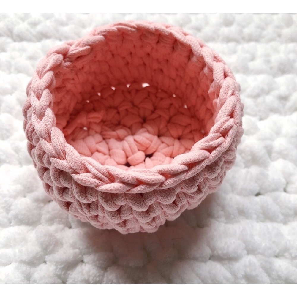 Handemade Mini Peach Crochet Basket